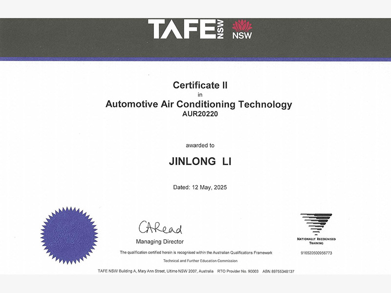 aircon certificate
